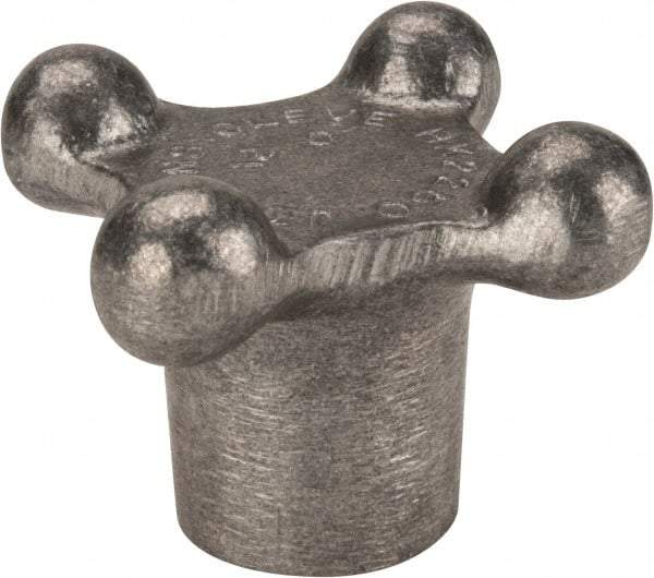 Jergens - 2-1/8" Head Diam, 4 Point Lobed Knob - 3/8-16 Hole, Aluminum - Eagle Tool & Supply