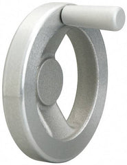 Jergens - 4", 2 Spoke Offset Handwheel with Handle - 1-3/16" Hub, Aluminum Alloy, Plain Finish - Eagle Tool & Supply