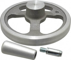 Jergens - 6", 3 Spoke Offset Handwheel with Handle - 1-1/2" Hub, Aluminum Alloy, Plain Finish - Eagle Tool & Supply