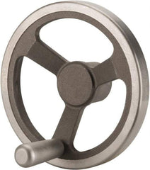 Jergens - 8", 3 Spoke Offset Handwheel with Handle - 2" Hub, Aluminum Alloy, Plain Finish - Eagle Tool & Supply