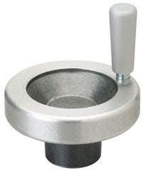 Jergens - 5" Diam, 1-1/2" Hub Diam, Grade #319, Aluminum Alloy, Angular Handwheel with Handle - 1-1/4" Hub Length, 11/16 Smaller to 2" Larger Diam - Eagle Tool & Supply