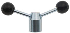 Jergens - 2 Offset Arms, Cadmium Plated, Blank Clamping Handle - 3/8 Inch Arm Diameter, 1-1/4 Inch Hub Diameter, 1 Inch Ball Diameter - Eagle Tool & Supply