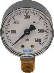 Wika - 2" Dial, 1/4 Thread, 0-600 Scale Range, Pressure Gauge - Lower Connection Mount, Accurate to 3-2-3% of Scale - Eagle Tool & Supply