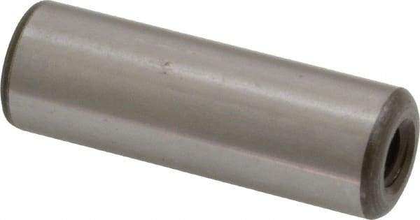 Jergens - 1/2" Diam x 1-1/2" Pin Length C-1215 Alloy Steel Pull Out Dowel Pin - C 47-58 & C 60-64 (Surface) Hardness, 1 Beveled & 1 Threaded End - Eagle Tool & Supply
