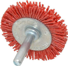 Value Collection - 2" OD, 1/4" Shank Diam, Crimped Nylon Wheel Brush - 1/4" Face Width, 5/16" Trim Length, 4,500 RPM - Eagle Tool & Supply