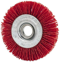 Value Collection - 3" OD, 1/2" Shank Diam, 1/2" Arbor Hole, Crimped Nylon Wheel Brush - 3/8" Face Width, 5/16" Trim Length, 4,500 RPM - Eagle Tool & Supply