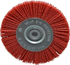 Value Collection - 4" OD, 1/2" Shank Diam, 1/2" Arbor Hole, Crimped Nylon Wheel Brush - 1/2" Face Width, 5/16" Trim Length, 4,500 RPM - Eagle Tool & Supply