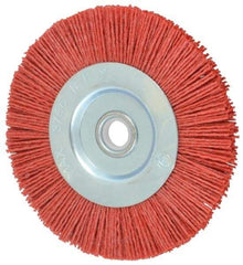 Value Collection - 5" OD, 5/8" Shank Diam, 5/8" Arbor Hole, Crimped Nylon Wheel Brush - 5/16" Face Width, 5/16" Trim Length, 3,750 RPM - Eagle Tool & Supply