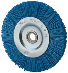 Value Collection - 5" OD, 5/8" Shank Diam, 5/8" Arbor Hole, Crimped Nylon Wheel Brush - 5/16" Face Width, 5/16" Trim Length, 3,750 RPM - Eagle Tool & Supply