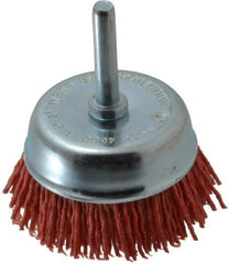 Value Collection - 2" Diam, 1/4" Hole Size Straight Wire Nylon Cup Brush - Coarse Grade, 4,500 Max RPM - Eagle Tool & Supply