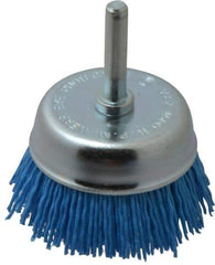 Value Collection - 2" Diam, 1/4" Hole Size Straight Wire Nylon Cup Brush - Fine Grade, 4,500 Max RPM - Eagle Tool & Supply