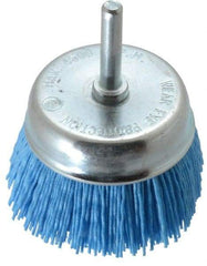 Value Collection - 3" Diam, 1/4" Hole Size Straight Wire Nylon Cup Brush - Fine Grade, 4,500 Max RPM - Eagle Tool & Supply