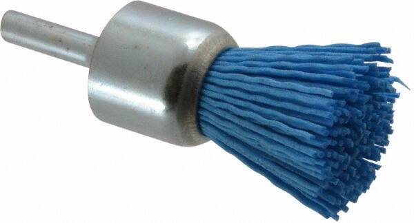 Value Collection - 7/8" Brush Diam, End Brush - Fine Grade, 1/4" Diam Shank, 18,000 Max RPM - Eagle Tool & Supply