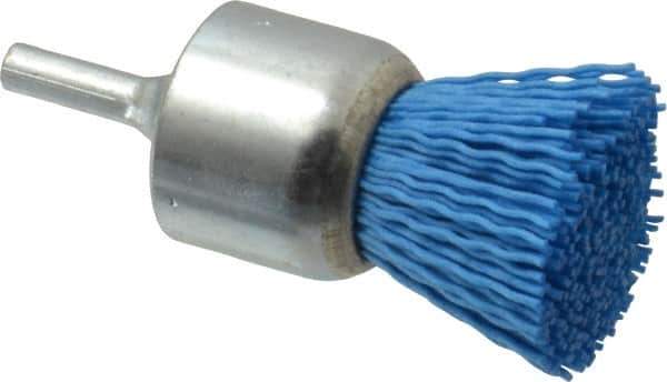 Value Collection - 1-3/16" Brush Diam, End Brush - Fine Grade, 1/4" Diam Shank, 18,000 Max RPM - Eagle Tool & Supply