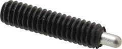 Jergens - 1/4-20, 1" Thread Length, 3/16" Plunger Projection, Steel Threaded Spring Plunger - 0.119" Max Plunger Diam, 1" Plunger Length, 1 Lb Init End Force, 4 Lb Final End Force, 1/8" Hex - Eagle Tool & Supply