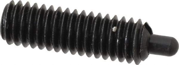 Jergens - 5/16-18, 1" Thread Length, 3/16" Plunger Projection, Steel Threaded Spring Plunger - 0.135" Max Plunger Diam, 1" Plunger Length, 3 Lb Init End Force, 15 Lb Final End Force, 5/32" Hex - Eagle Tool & Supply