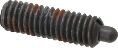 Jergens - 3/8-16, 1-1/8" Thread Length, 3/16" Plunger Projection, Steel Threaded Spring Plunger - 0.186" Max Plunger Diam, 1-1/8" Plunger Length, 5.5 Lb Init End Force, 14.5 Lb Final End Force, 3/16" Hex - Eagle Tool & Supply