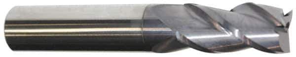 Accupro - 15/32", 1" LOC, 1/2" Shank Diam, 3" OAL, 3 Flute, Solid Carbide Square End Mill - Single End, AlTiN Finish, Spiral Flute, 40° Helix, Centercutting, Right Hand Cut, Right Hand Flute - Eagle Tool & Supply