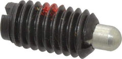 Jergens - 3/8-16, 11/16" Thread Length, 3/16" Plunger Projection, Steel Threaded Spring Plunger - 0.186" Max Plunger Diam, 11/16" Plunger Length, 1.5 Lb Init End Force, 7.5 Lb Final End Force - Eagle Tool & Supply
