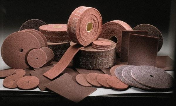 3M - 14" Medium Grade Aluminum Oxide Deburring Disc - 1-1/4" Center Hole, Arbor Connection, Maroon, 1,600 Max RPM - Eagle Tool & Supply