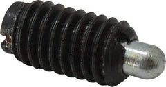 Jergens - 3/8-16, 11/16" Thread Length, 3/16" Plunger Projection, Steel Threaded Spring Plunger - 0.186" Max Plunger Diam, 11/16" Plunger Length, 1.5 Lb Init End Force, 7.5 Lb Final End Force - Eagle Tool & Supply