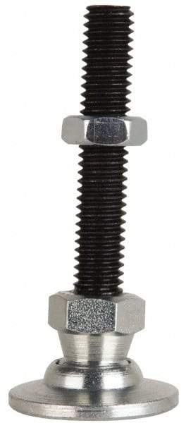 Jergens - 3/8-16 Bolt Thread, Studded Pivotal Stud Mount Leveling Pad & Mount - 2,300 Max Lb Capacity, 1-1/4" Base Diam - Eagle Tool & Supply