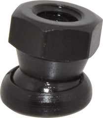 Jergens - 3/8-16, 11/16" Pad Diam, Uncoated Bottom, Steel Toggle Pad - 25/32" OAL, 5/8" Width Across Flats, Black Oxide Coated, Grade 4140, 6° Swivel Angle - Eagle Tool & Supply