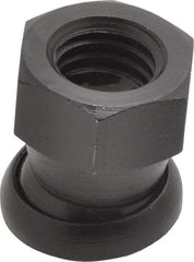 Jergens - 1/2-13, 13/16" Pad Diam, Uncoated Bottom, Steel Toggle Pad - 7/8" OAL, 3/4" Width Across Flats, Black Oxide Coated, Grade 4140, 6° Swivel Angle - Eagle Tool & Supply