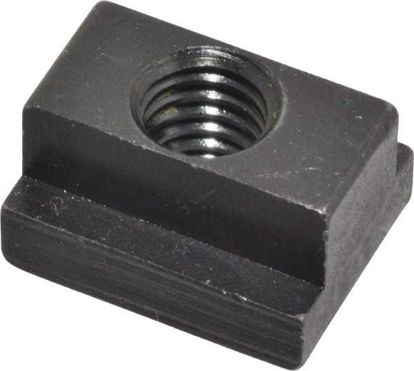 Jergens - 3/8-16 Blind Tapped T Slot Nut - 7/16" Slot Width, 11/16 x 7/32" Base Width x Height, 7/8 x 1/2" OAL x Height - Eagle Tool & Supply