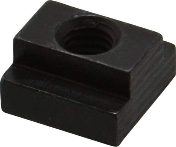 Jergens - 3/8-16 Blind Tapped T Slot Nut - 1/2" Slot Width, 7/8 x 9/32" Base Width x Height, 7/8 x 1/2" OAL x Height - Eagle Tool & Supply