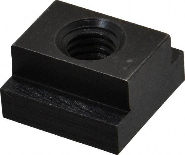 Jergens - 3/8-16 Blind Tapped T Slot Nut - 9/16" Slot Width, 7/8 x 1/4" Base Width x Height, 7/8 x 1/2" OAL x Height - Eagle Tool & Supply