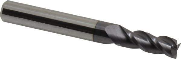 Accupro - 9/32", 3/4" LOC, 5/16" Shank Diam, 2-1/2" OAL, 3 Flute, Solid Carbide Square End Mill - Single End, AlTiN Finish, Spiral Flute, 40° Helix, Centercutting, Right Hand Cut, Right Hand Flute - Eagle Tool & Supply