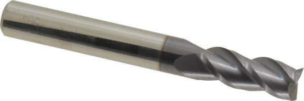 Accupro - 5/16", 3/4" LOC, 5/16" Shank Diam, 2-1/2" OAL, 3 Flute, Solid Carbide Square End Mill - Single End, AlTiN Finish, Spiral Flute, 40° Helix, Centercutting, Right Hand Cut, Right Hand Flute - Eagle Tool & Supply