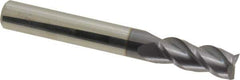 Accupro - 5/16", 3/4" LOC, 5/16" Shank Diam, 2-1/2" OAL, 3 Flute, Solid Carbide Square End Mill - Single End, AlTiN Finish, Spiral Flute, 40° Helix, Centercutting, Right Hand Cut, Right Hand Flute - Eagle Tool & Supply