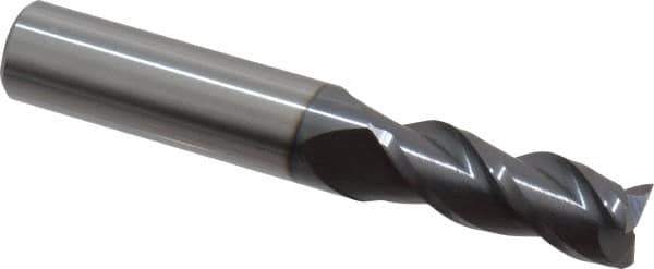 Accupro - 25/64", 1" LOC, 7/16" Shank Diam, 2-3/4" OAL, 3 Flute, Solid Carbide Square End Mill - Single End, AlTiN Finish, Spiral Flute, 40° Helix, Centercutting, Right Hand Cut, Right Hand Flute - Eagle Tool & Supply