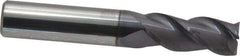 Accupro - 7/16", 1" LOC, 7/16" Shank Diam, 2-3/4" OAL, 3 Flute, Solid Carbide Square End Mill - Single End, AlTiN Finish, Spiral Flute, 40° Helix, Centercutting, Right Hand Cut, Right Hand Flute - Eagle Tool & Supply