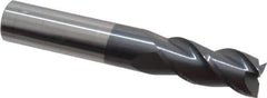 Accupro - 9/16", 1-1/4" LOC, 9/16" Shank Diam, 3-1/2" OAL, 3 Flute, Solid Carbide Square End Mill - Single End, AlTiN Finish, Spiral Flute, 40° Helix, Centercutting, Right Hand Cut, Right Hand Flute - Eagle Tool & Supply