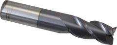 Accupro - 5/8", 1-1/4" LOC, 5/8" Shank Diam, 3-1/2" OAL, 3 Flute, Solid Carbide Square End Mill - Single End, AlTiN Finish, Spiral Flute, 40° Helix, Centercutting, Right Hand Cut, Right Hand Flute - Eagle Tool & Supply