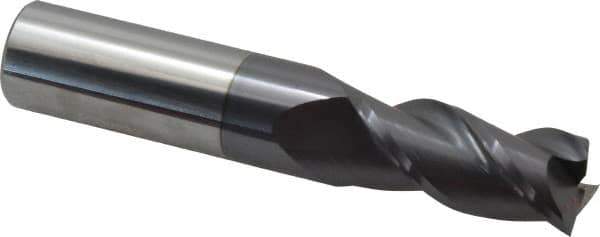 Accupro - 11/16", 1-1/2" LOC, 3/4" Shank Diam, 4" OAL, 3 Flute, Solid Carbide Square End Mill - Single End, AlTiN Finish, Spiral Flute, 40° Helix, Centercutting, Right Hand Cut, Right Hand Flute - Eagle Tool & Supply