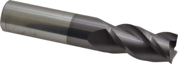 Accupro - 3/4", 1-1/2" LOC, 3/4" Shank Diam, 4" OAL, 3 Flute, Solid Carbide Square End Mill - Single End, AlTiN Finish, Spiral Flute, 40° Helix, Centercutting, Right Hand Cut, Right Hand Flute - Eagle Tool & Supply