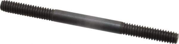 Jergens - 1/4-20 3-1/2" OAL Equal Double Threaded Stud - Alloy Steel, Black Oxide Finish, 1" Equal Thread Length - Eagle Tool & Supply