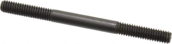 Jergens - 5/16-18 4" OAL Equal Double Threaded Stud - Alloy Steel, Black Oxide Finish, 1-1/8" Equal Thread Length - Eagle Tool & Supply