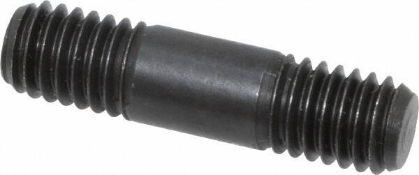 Jergens - 3/8-16 1-1/2" OAL Equal Double Threaded Stud - Alloy Steel, Black Oxide Finish, 3/8" Equal Thread Length - Eagle Tool & Supply
