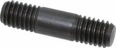 Jergens - 3/8-16 1-1/2" OAL Equal Double Threaded Stud - Alloy Steel, Black Oxide Finish, 3/8" Equal Thread Length - Eagle Tool & Supply