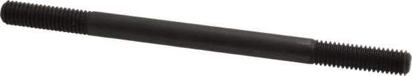 Jergens - 3/8-16 6" OAL Equal Double Threaded Stud - Alloy Steel, Black Oxide Finish, 1-1/4" Equal Thread Length - Eagle Tool & Supply