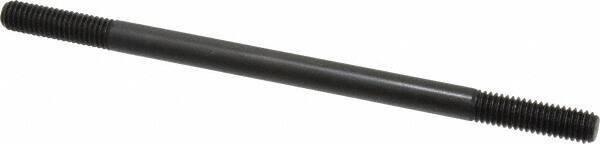 Jergens - 3/8-16 7" OAL Equal Double Threaded Stud - Alloy Steel, Black Oxide Finish, 1-1/4" Equal Thread Length - Eagle Tool & Supply