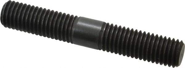 Jergens - 5/8-11 4" OAL Equal Double Threaded Stud - Alloy Steel, Black Oxide Finish, 1-9/16" Equal Thread Length - Eagle Tool & Supply