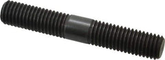 Jergens - 5/8-11 4" OAL Equal Double Threaded Stud - Alloy Steel, Black Oxide Finish, 1-9/16" Equal Thread Length - Eagle Tool & Supply