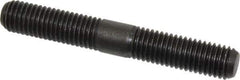 Jergens - 5/8-11 4-1/2" OAL Equal Double Threaded Stud - Alloy Steel, Black Oxide Finish, 1-3/4" Equal Thread Length - Eagle Tool & Supply