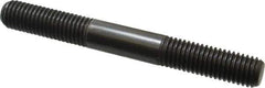 Jergens - 5/8-11 5-1/2" OAL Equal Double Threaded Stud - Alloy Steel, Black Oxide Finish, 1-3/4" Equal Thread Length - Eagle Tool & Supply